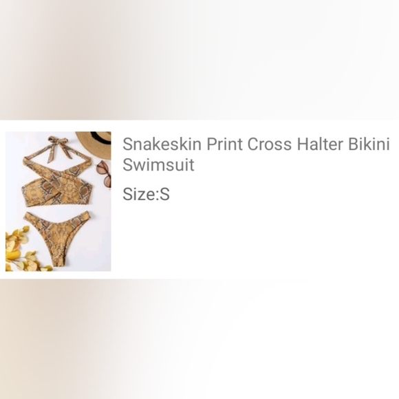 Snakeskin Print Cross Halter Bikini Size S - Picture 4 of 7